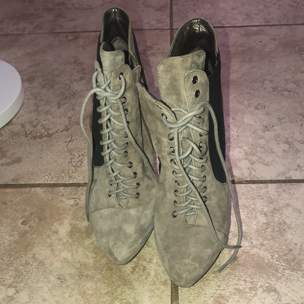 Sam Edelman Suede Laced Heeled Boots - size 7